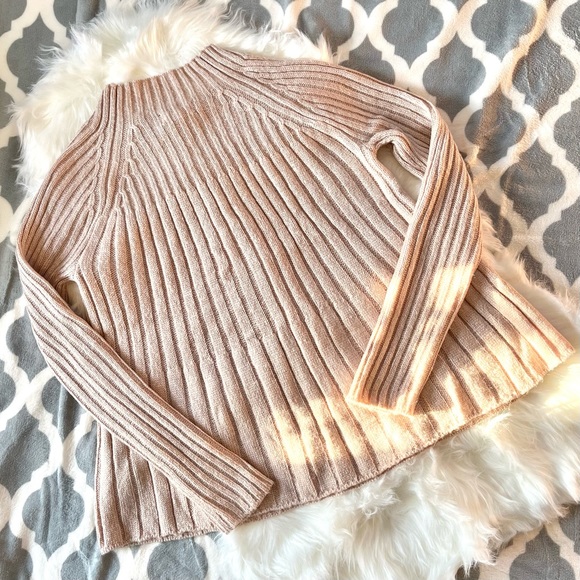 Cupio A-lined Ribbed Knit Sweater Champagne Size Sm - Picture 7 of 8